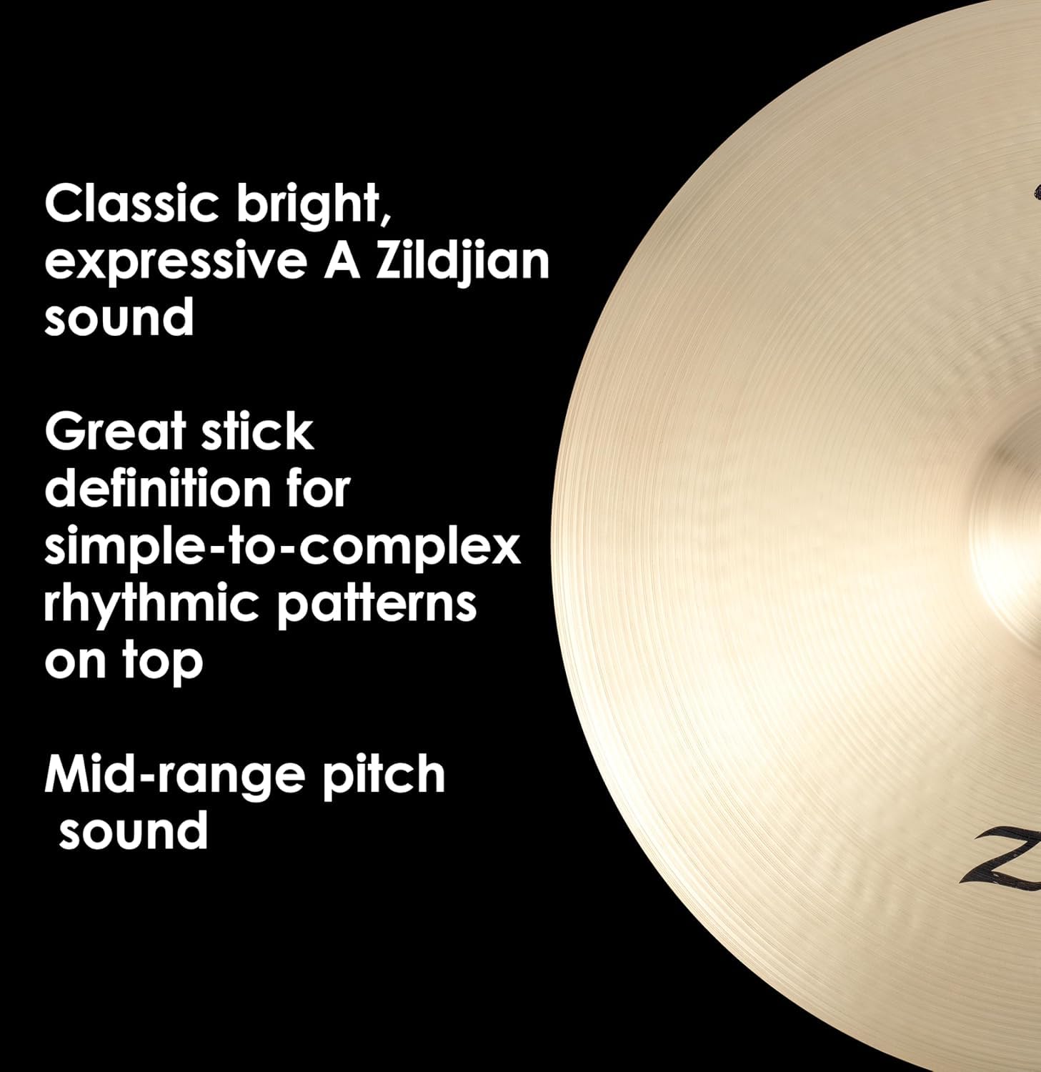 Zildjian A0036 22" A Medium Ride Cymbal w/ Drumsticks