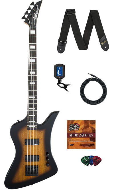 Jackson Kelly Bird JS2 Bass Guitar - Tobacco Burst w/ Instrument Cable