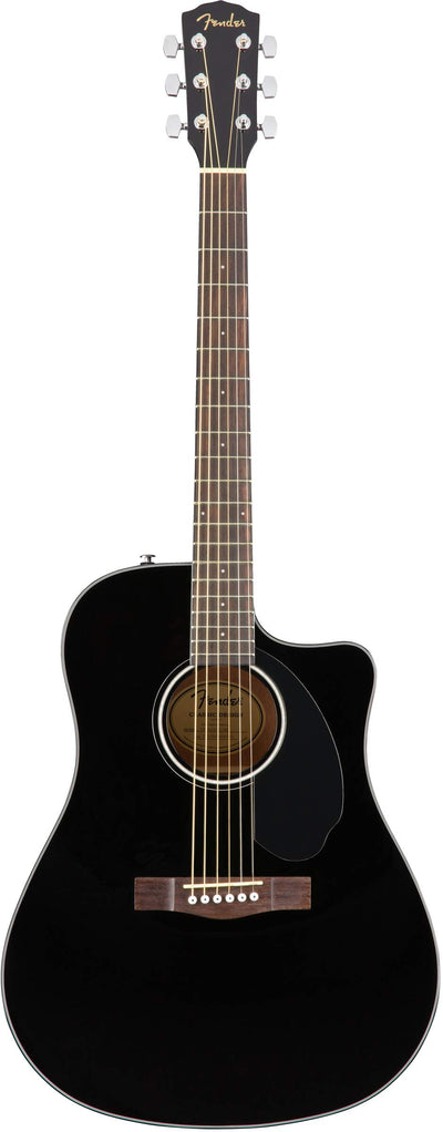 Fender CD-60SCE Solid Top Dreadnought Acoustic-Electric Guitar - Black w/ Gig Bag