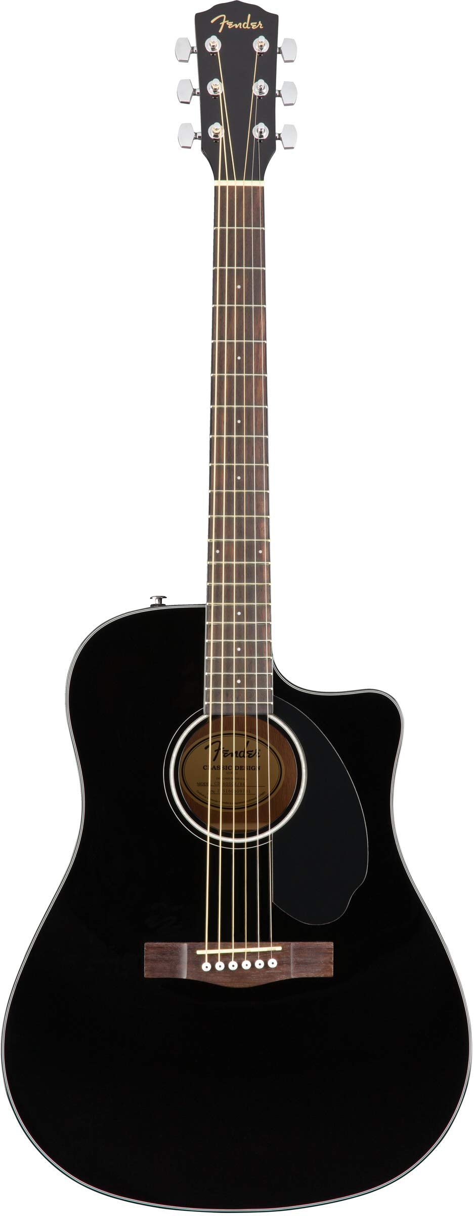Fender CD-60SCE Solid Top Dreadnought Acoustic-Electric Guitar - Black w/ Gig Bag