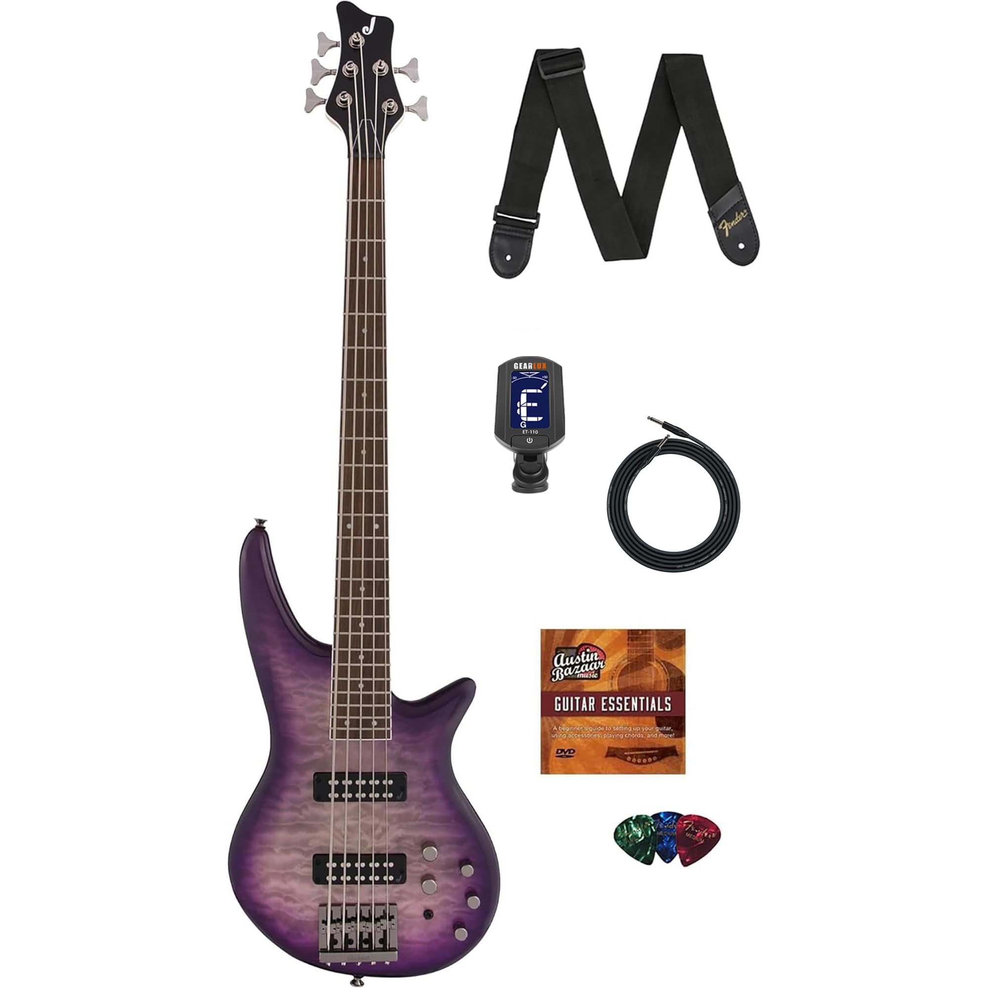 Jackson Spectra Bass JS3QV Bass Guitar - Purple Phaze w/ Instrument Cable