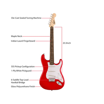 Fender Squier Sonic Stratocaster HT - Torino Red w/ Mustang Micro