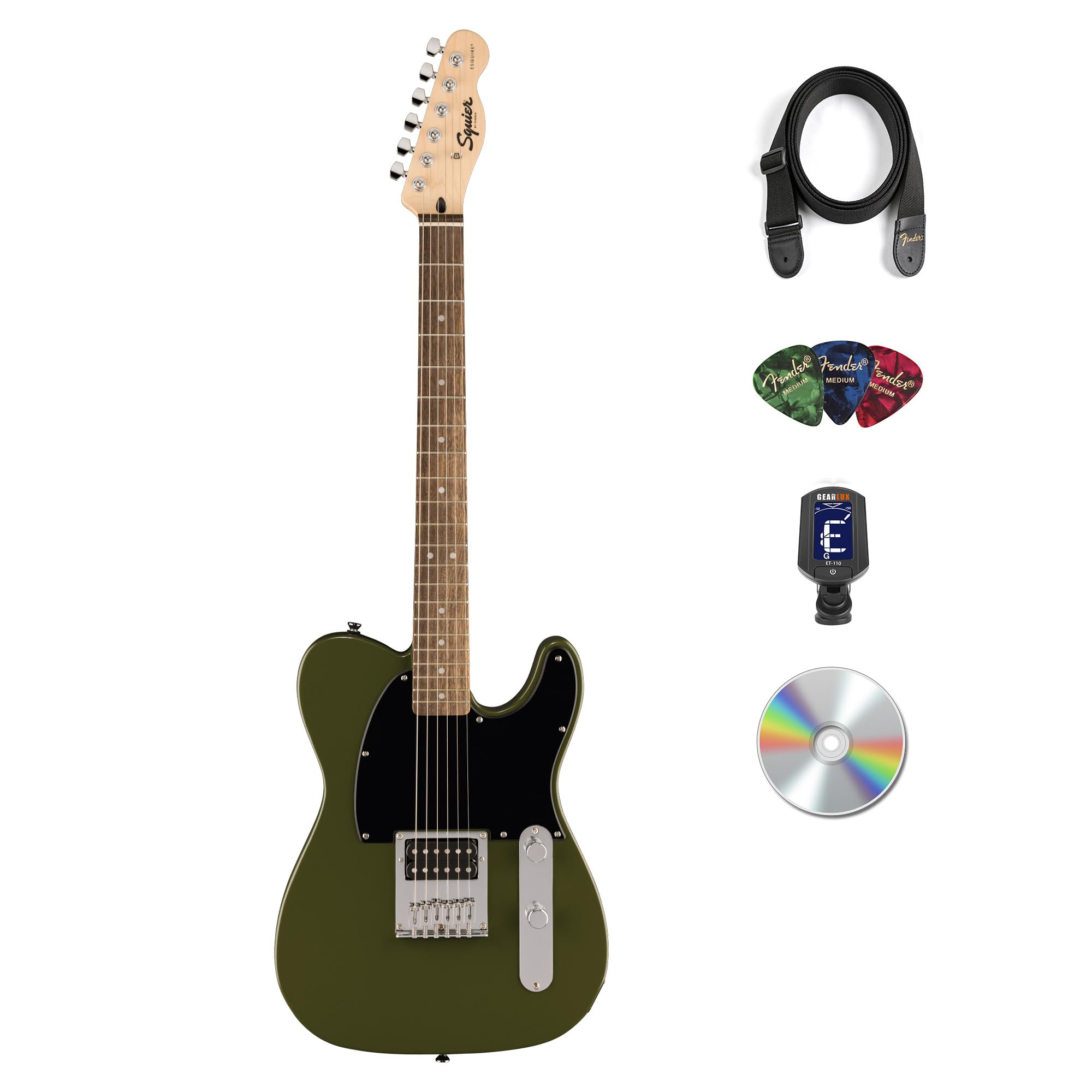 Fender Squier Sonic Esquire H Electric Guitar - Olive w/ Tuner