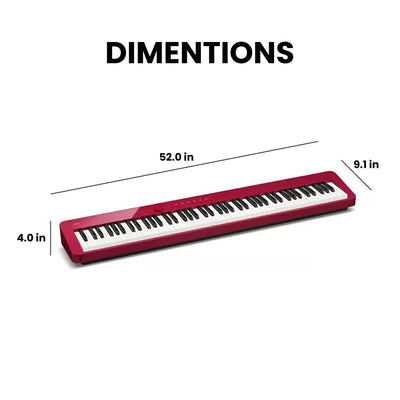 Casio PX-S1100 Privia Slim Digital Piano - Red w/ Adjustable Stand