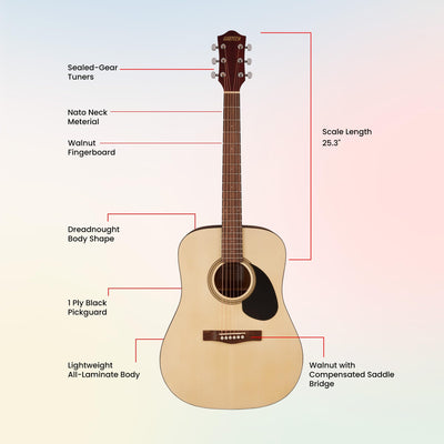 Gretsch Prelude D100 Dreadnought Acoustic Guitar - Natural w/ Gig Bag