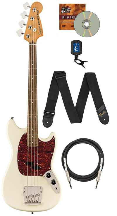 Fender Squier Classic Vibe '60s Mustang Bass - Olympic White w/ Instrument Cable