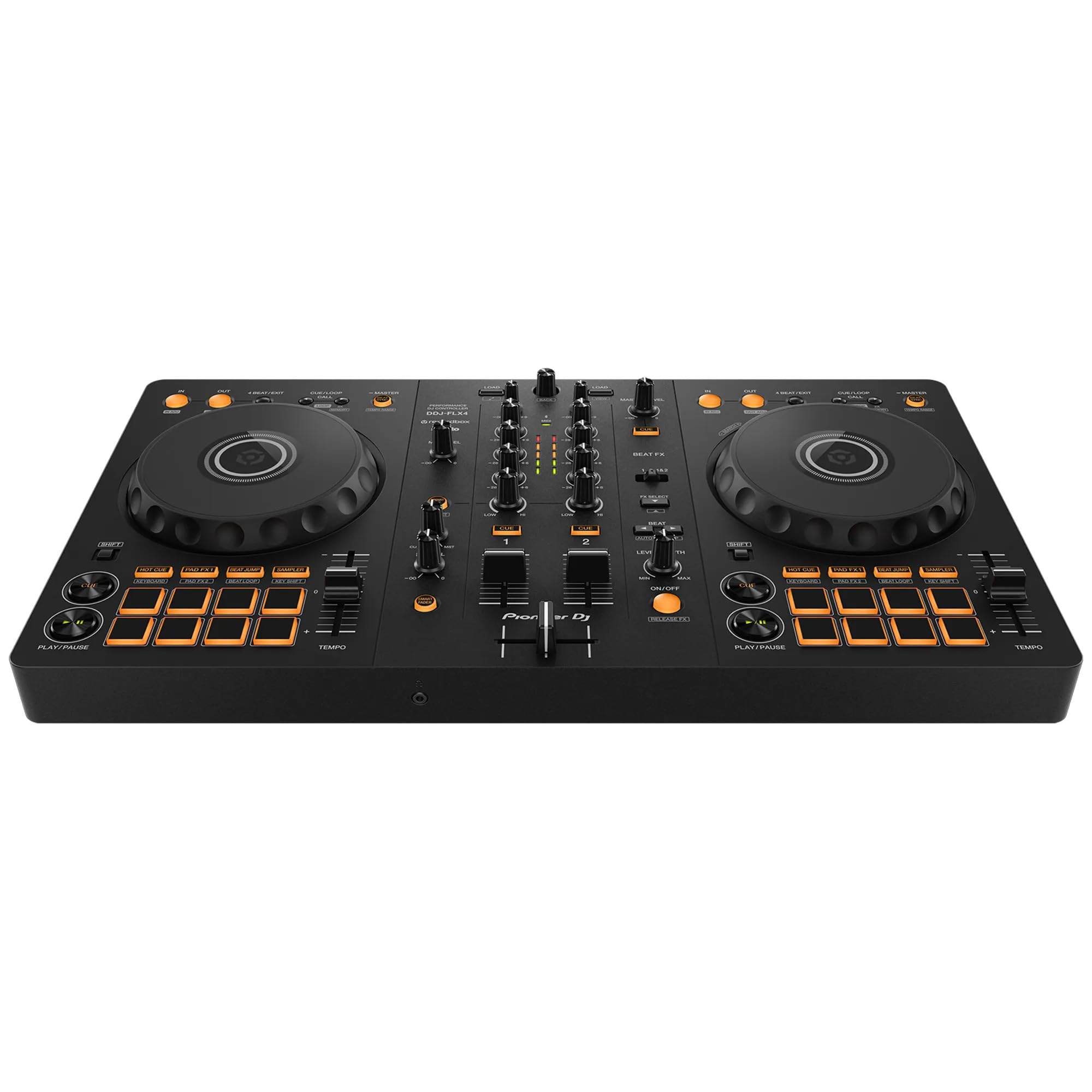 Pioneer DJ FLX4 2-Channel DJ Controller - Black w/ HDJ-CUE1 Headphones