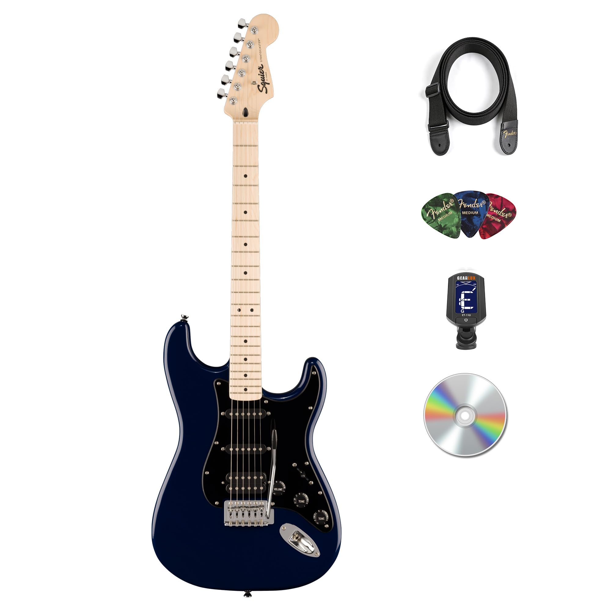 Fender Squier Sonic Stratocaster HSS - Midnight Blue w/ Instrument Cable