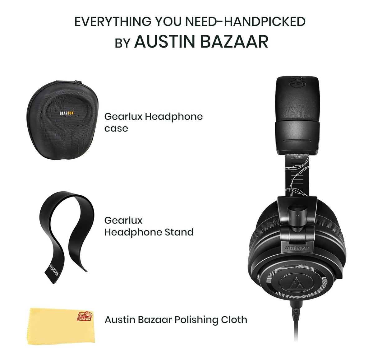 Audio-Technica ATH-M50XENSO Wired Monitor Headphones - Black Limited Edition w/ Case