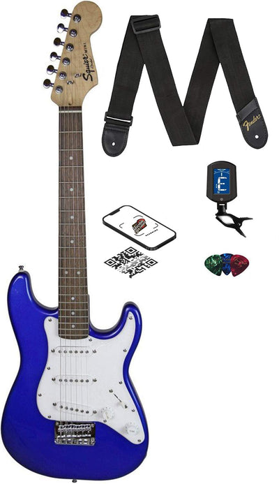 Fender Squier 3/4-Size Kids Mini Strat Electric Guitar - Imperial Blue w/ Tuner