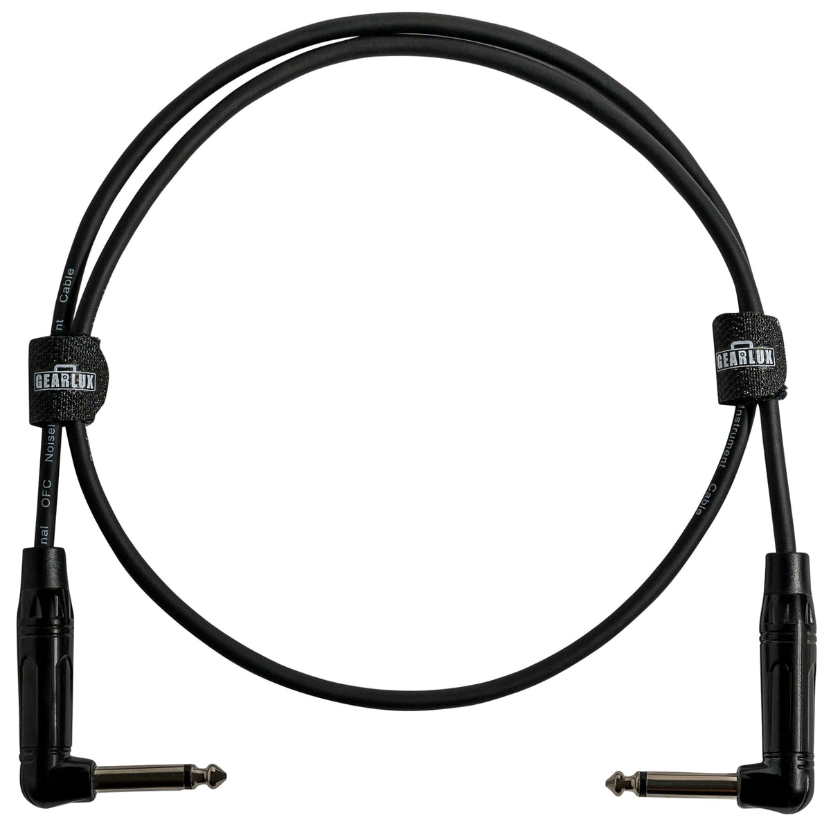 Gearlux 3-Inch Guitar Patch Cable, 1/4 Inch, Angled, Black - 6 Pack