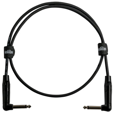 Gearlux 3-Inch Guitar Patch Cable, 1/4 Inch, Angled, Black - 6 Pack