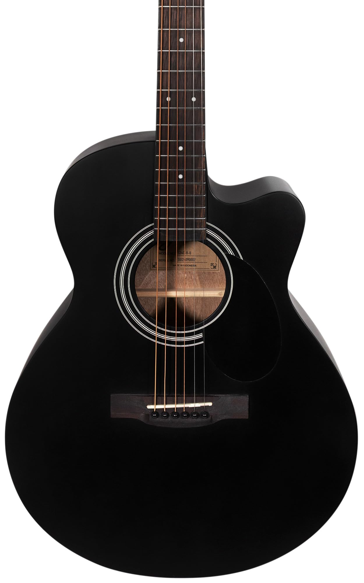Jasmine S34C NEX Orchestra-Style Cutaway Acoustic Guitar - Black w/ Hard Case