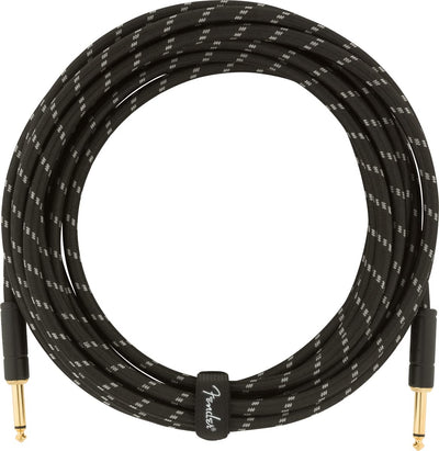 Fender 18.6-Foot Deluxe Instrument Cable, Straight-Straight, Black Tweed - 2 Pack