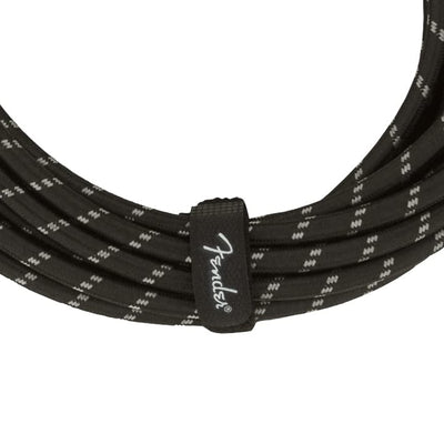 Fender 25-Foot Deluxe Instrument Cable, Straight-Straight, Black Tweed - 1 Pack