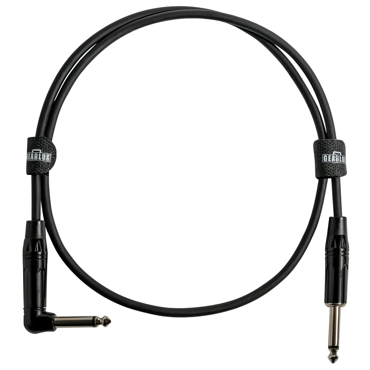 Gearlux 36-Inch Guitar Patch Cable, 1/4 Inch, Straight-Angled, Black - 6 Pack