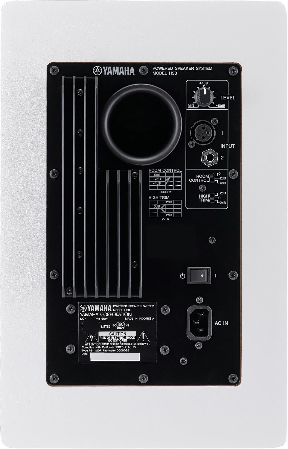 Yamaha HS8 8-Inch Powered Studio Monitor Speaker - White