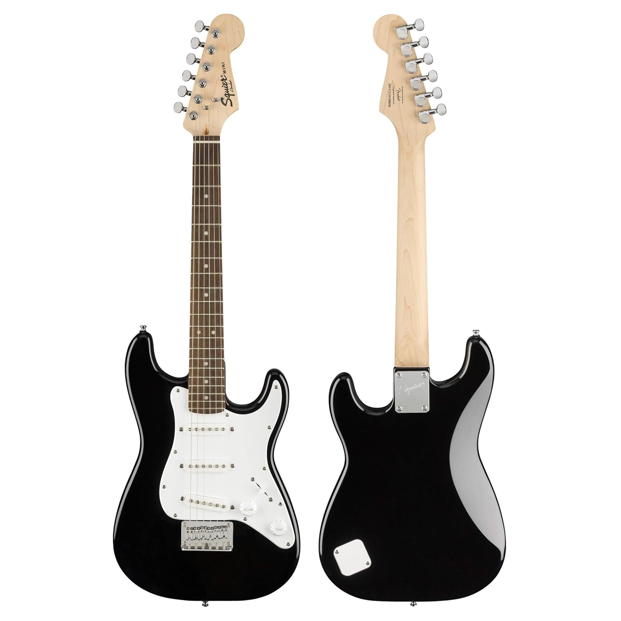 Fender Squier 3/4-Size Kids Mini Strat Electric Guitar - Black w/ Amplifier