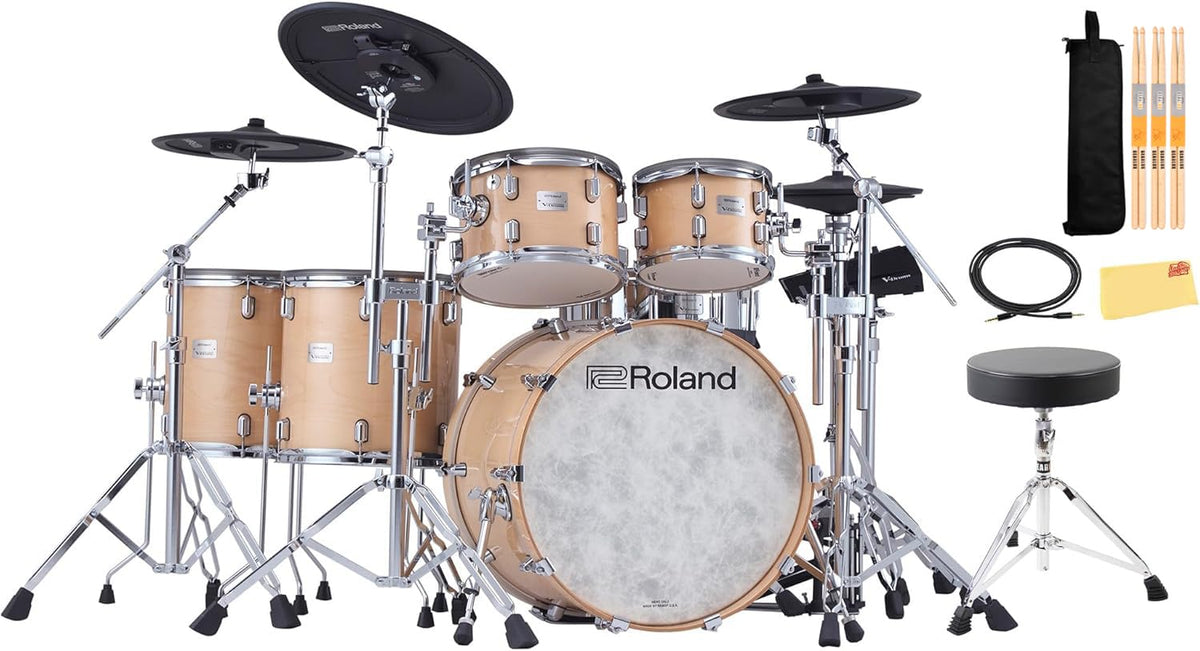 Roland VAD716-GN V-Drums Acoustic Design Electronic Drum Set - Gloss Natural w/ Drum Throne