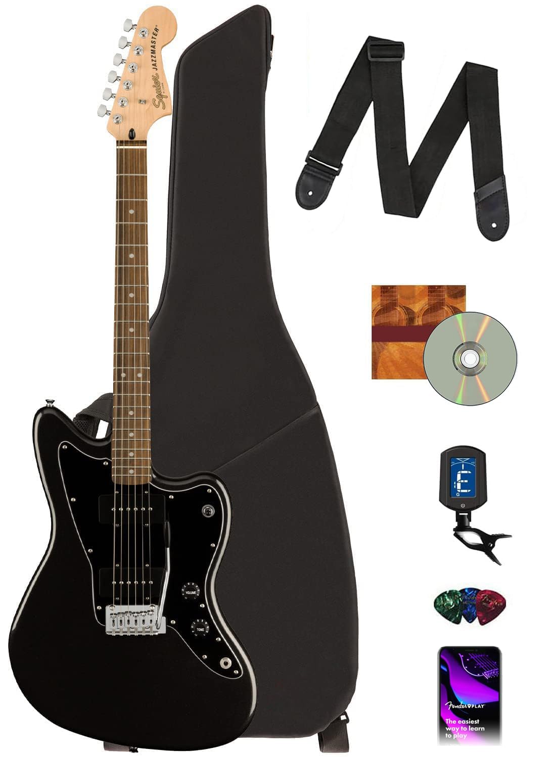 Fender Squier Affinity Jazzmaster - Metallic Black w/ Gig Bag