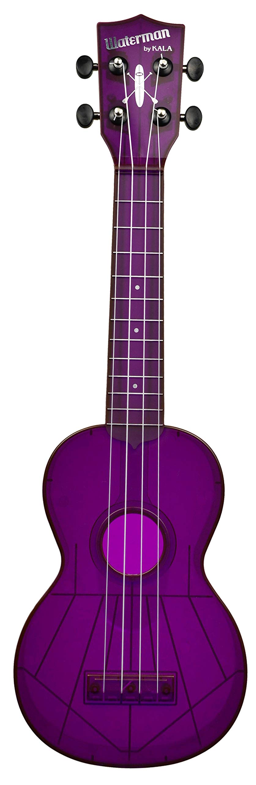 Kala KA-SWF-PL Waterman Soprano Ukulele - Fluorescent Purple Gloss w/ Hard Case