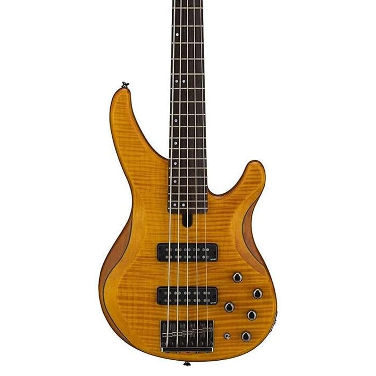 Yamaha TRBX605 5-String Flamed Maple Bass Guitar - Matte Amber