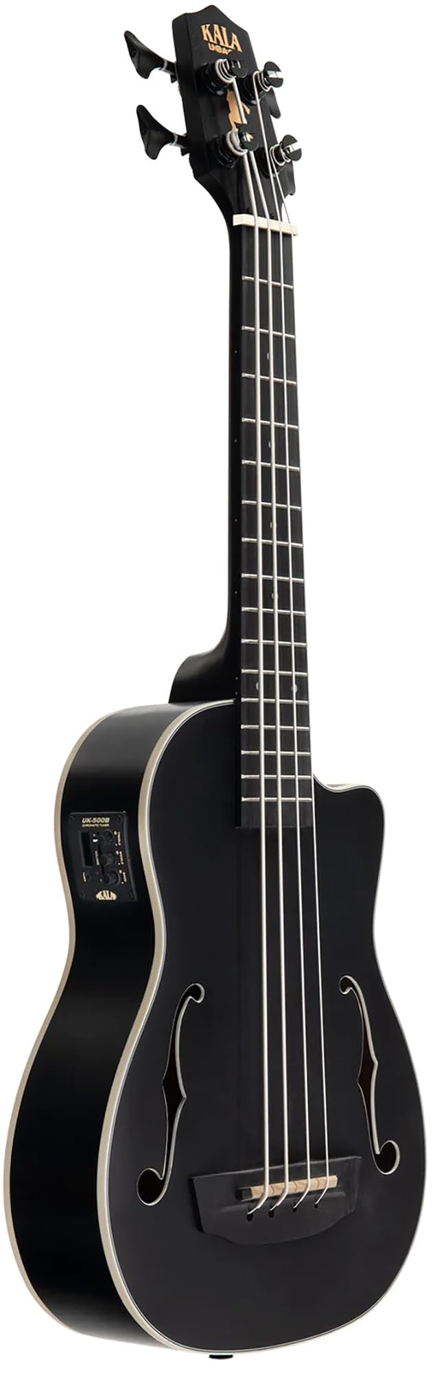 Kala UBASS-JYMN-BK-FS Black Journeyman Mahogany Acoustic-Electric U-Bass Ukulele Bass w/ Gig Bag