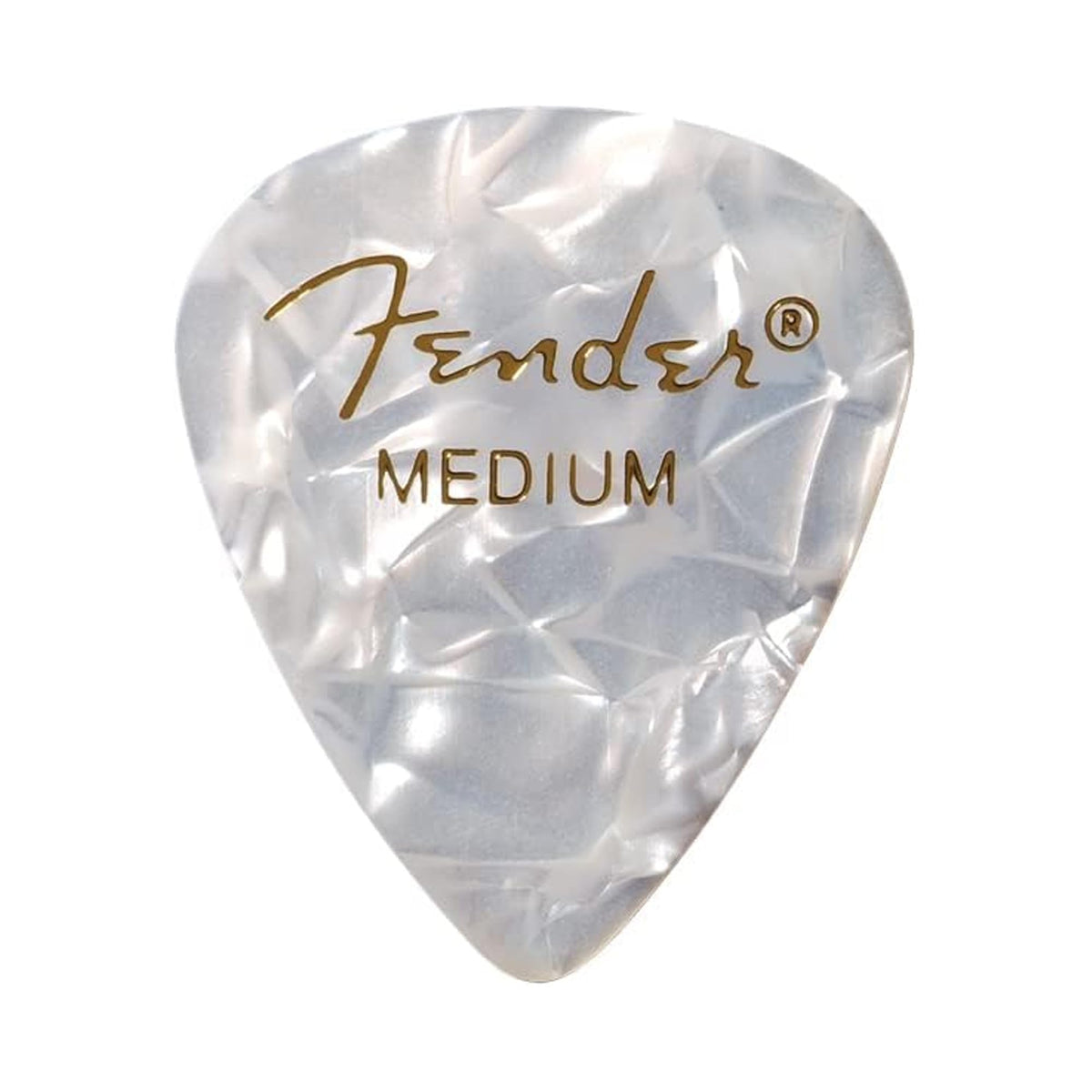 Fender Premium Celluloid 351 Shape Picks, Medium, White Moto - 12 Pack