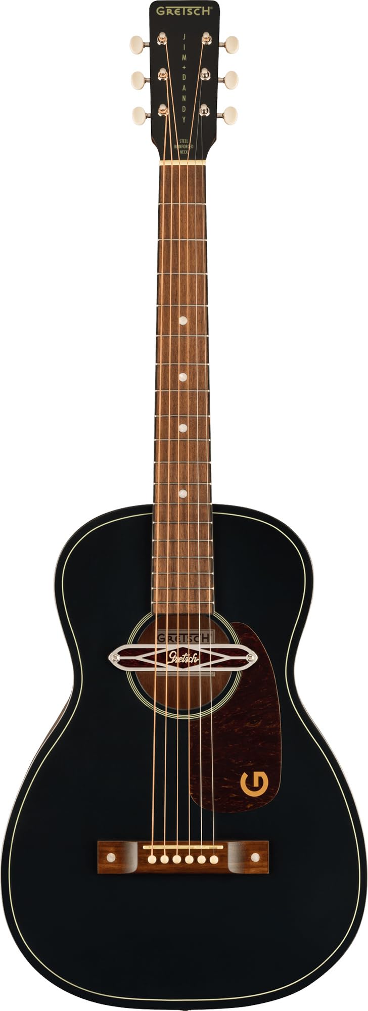 Gretsch Jim Dandy Deltoluxe Parlor Short Scale Acoustic-Electric Guitar - Black Top w/ Strap