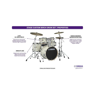 Yamaha SBP2F50 Stage Custom Birch 5-Piece Drum Shell Pack - Classic White