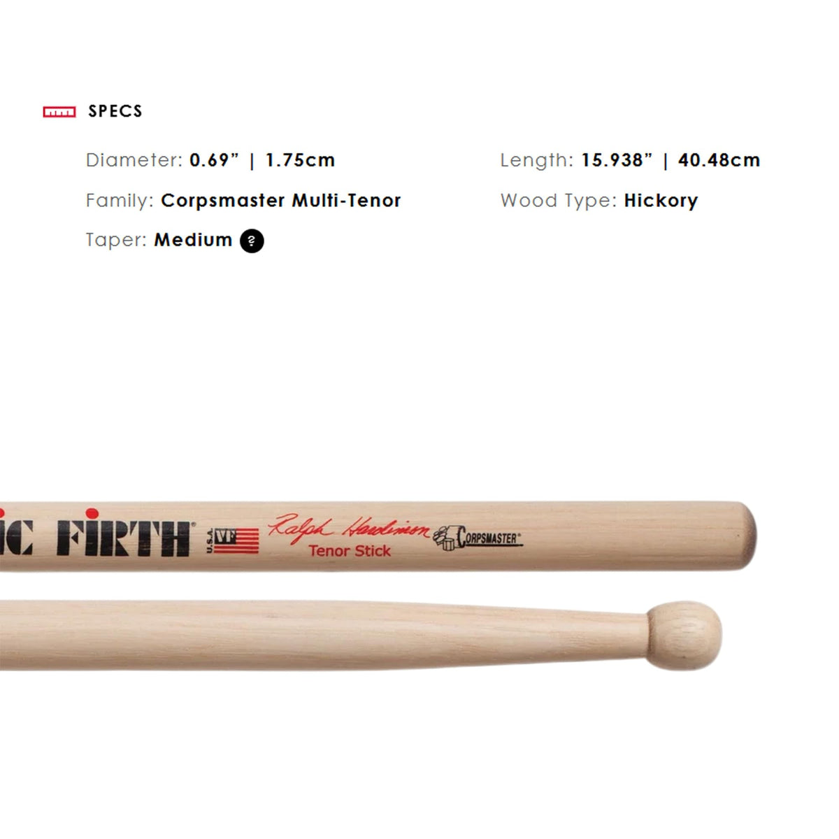 Vic Firth SRHTS Corpsmaster Multi-Tenor Ralph Hardimon Drumsticks