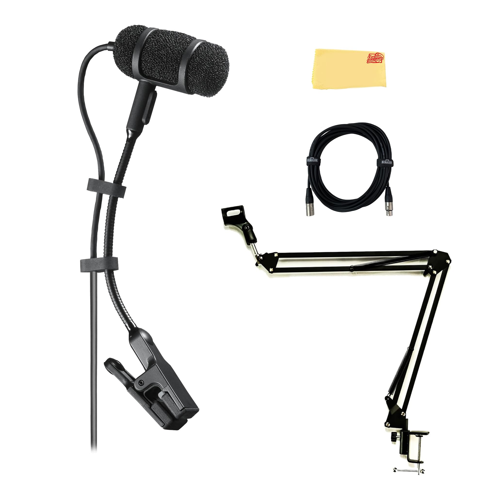 Audio-Technica PRO35 Cardioid Condenser Clip-On Instrument Microphone w/ Boom Arm