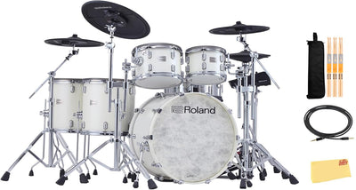 Roland VAD716-PW V-Drums Acoustic Design Electronic Drum Set - Pearl White w/ Audio Cable