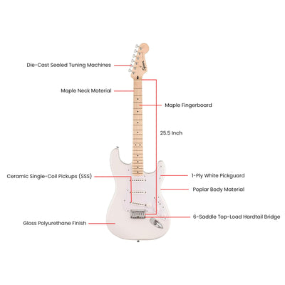 Fender Squier Sonic Stratocaster HT - Arctic White w/ Frontman 10G Amplifier