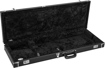 Fender Classic Stratocaster/Telecaster Wood Case - Black w/ Guitar Strap