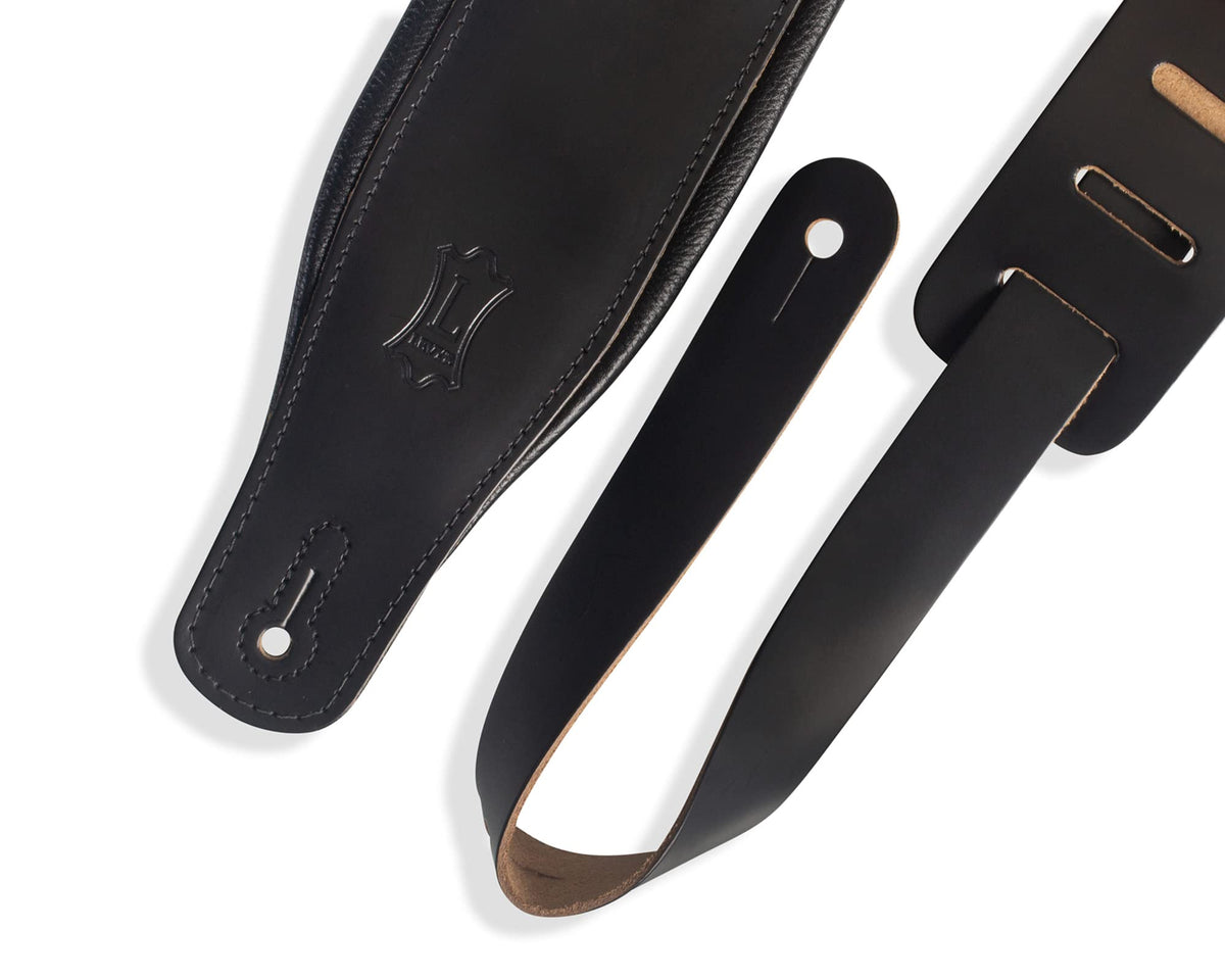 Levy's Leathers 3-Inch Wide Leather Guitar Strap with Foam Padding and Garment Leather Backing - Black