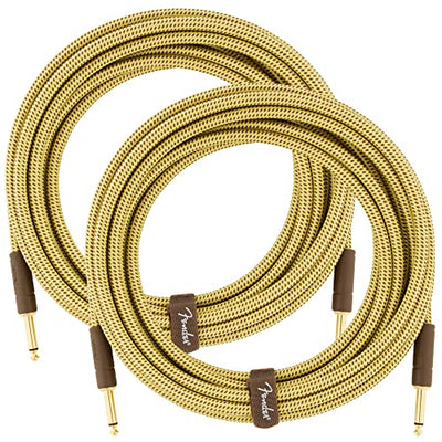 Fender 18.6-Foot Deluxe Instrument Cable, Straight-Straight, Tweed - 2 Pack
