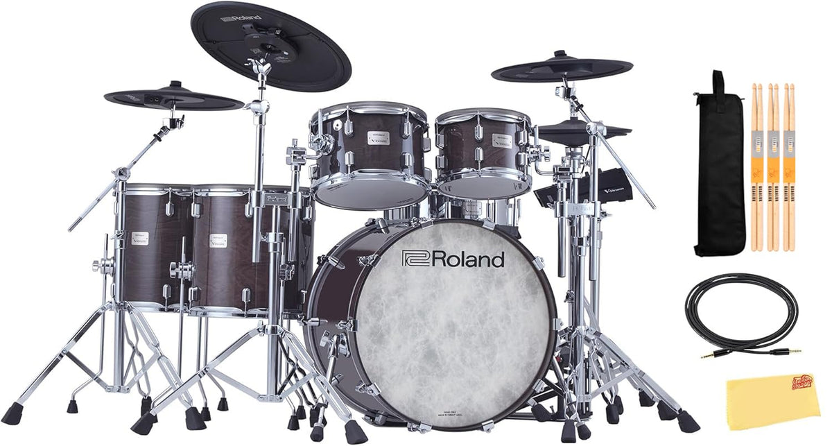 Roland VAD716-GE V-Drums Acoustic Design Electronic Drum Set - Gloss Ebony w/ Audio Cable