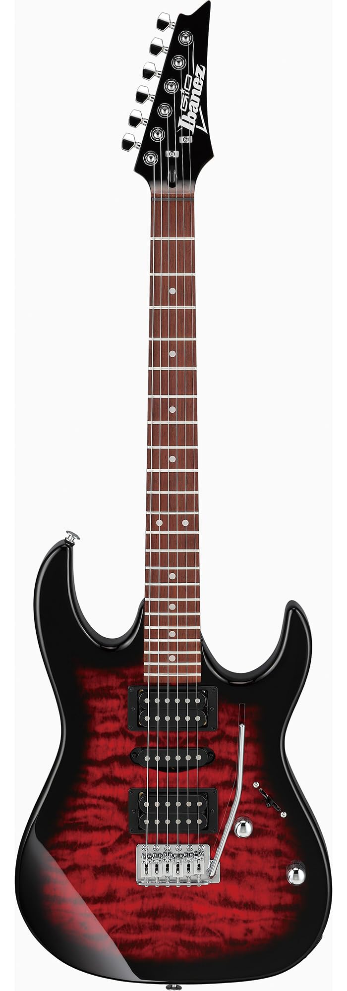 Ibanez GRX70QA RG Gio Electric Guitar - Transparent Red Burst w/ Amplifier