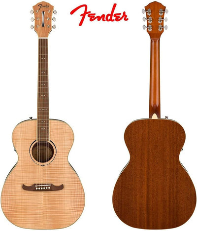 Fender FA-235E Flame Maple Top Concert Acoustic-Electric Guitar - Natural w/ Strap