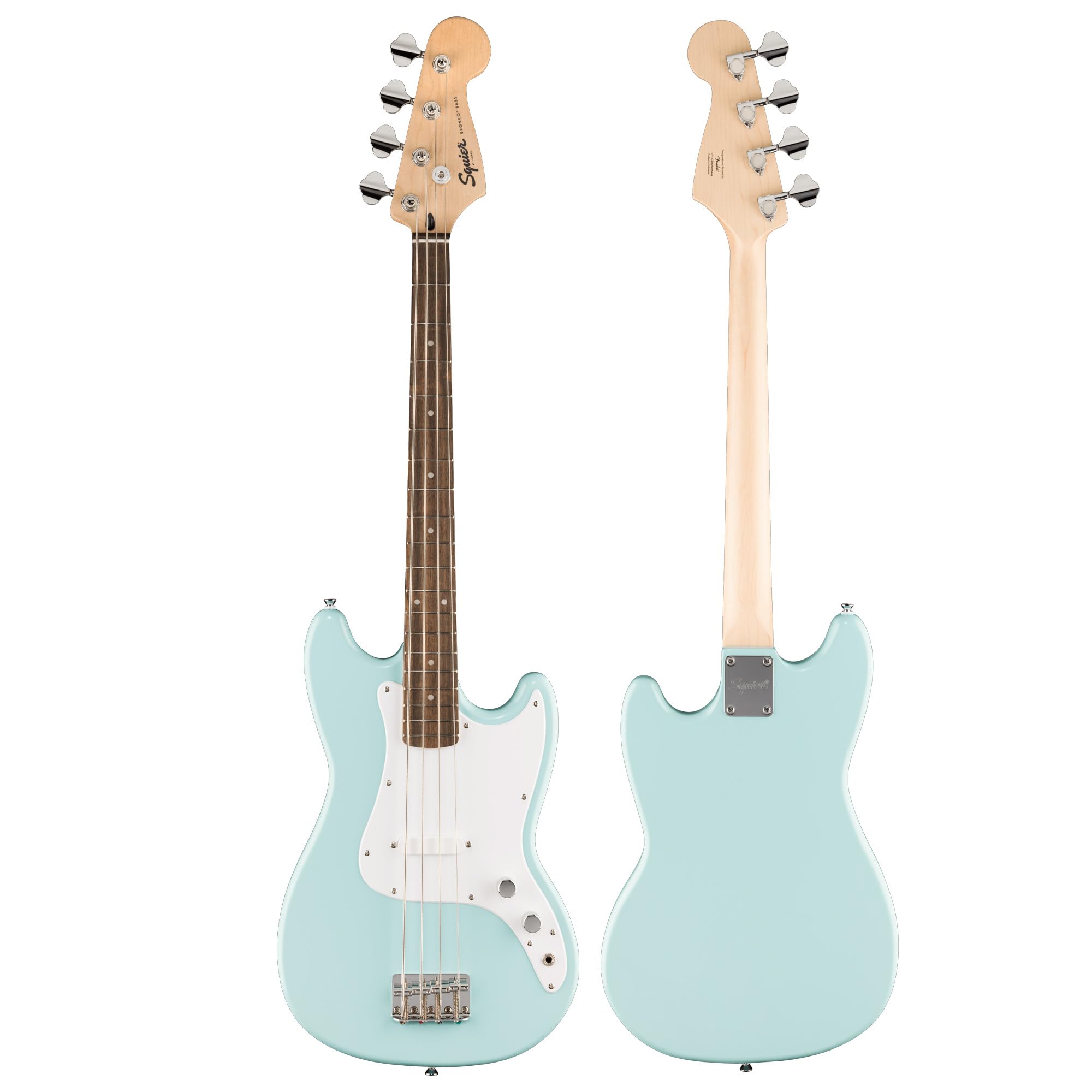 Fender Squier Sonic Bronco Bass Guitar - Daphne Blue w/ Rumble 15 Amplifier