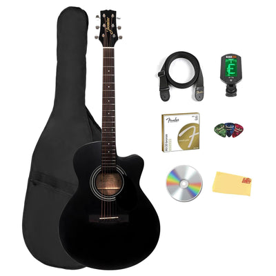 Jasmine S34C NEX Orchestra-Style Cutaway Acoustic Guitar - Black w/ Gig Bag
