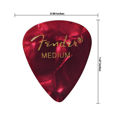 Fender Premium Celluloid 351 Shape Picks, Medium, Red Moto - 12 Pack