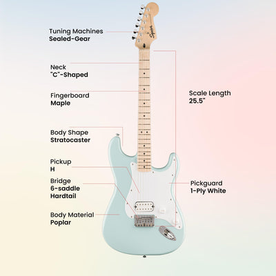 Fender Squier Sonic Stratocaster HT H - Sonic Blue w/ Amplifier