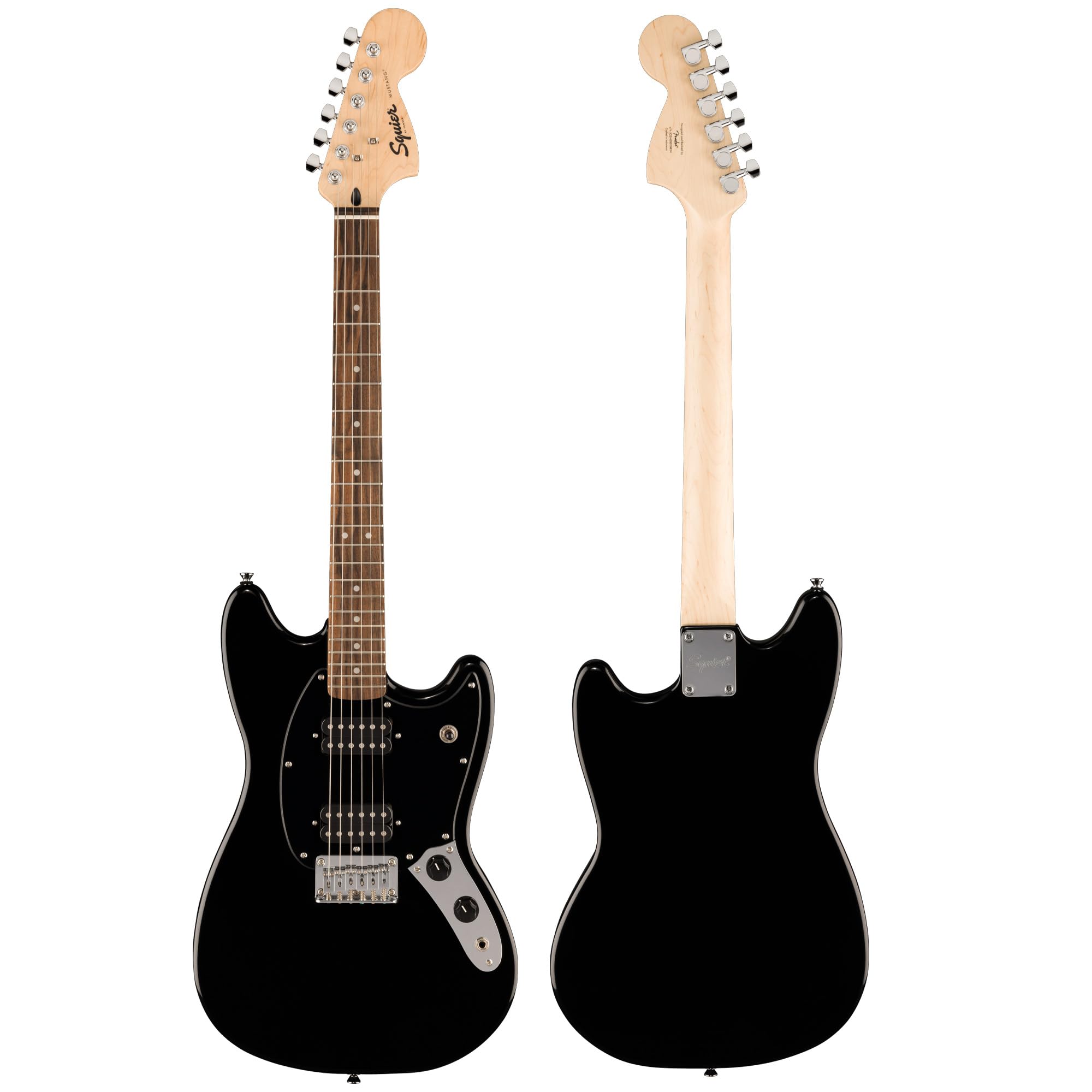 Fender Squier Sonic Mustang HH Electric Guitar - Black w/ Amplifier