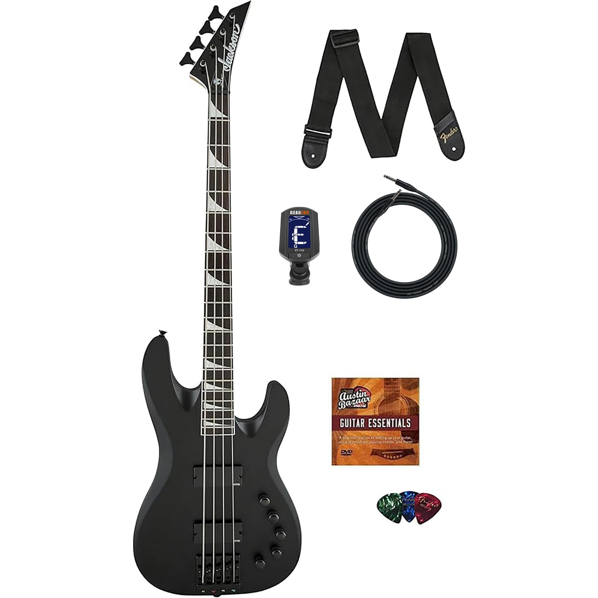 Jackson David Ellefson Concert Bass CBX IV Bass Guitar - Satin Black w/ Instrument Cable