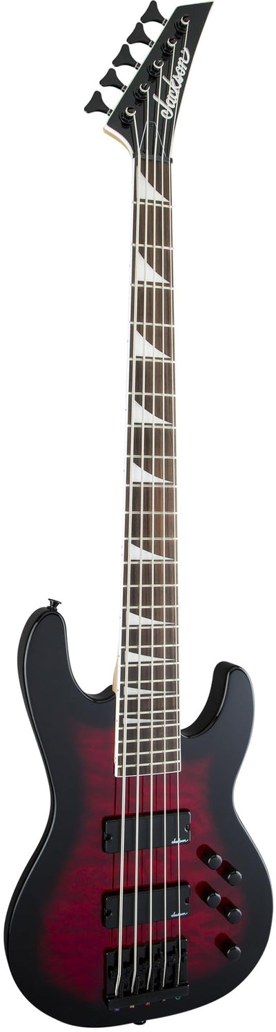 Jackson Concert Bass JS3VQ Bass Guitar - Transparent Red Burst w/ Instrument Cable