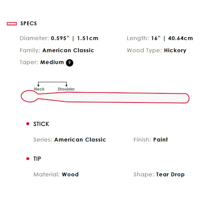 Vic Firth American Classic 5B Black Drumsticks - 3 Pack
