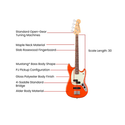 Fender Player II Mustang Bass PJ - Rallye Orange