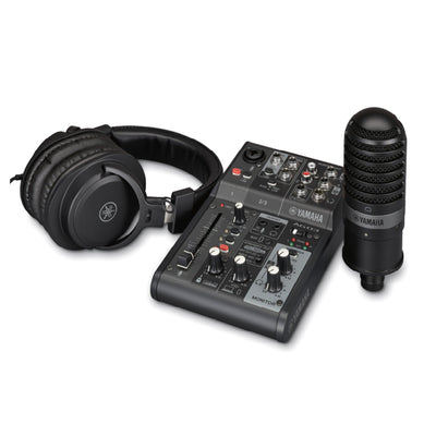 Yamaha AG03MK2 3-Channel Live Streaming Mixer - Black Pack with Headphones